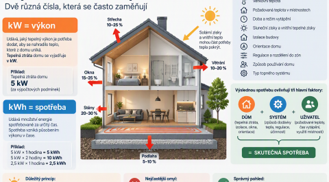 Tepelná ztráta vs. spotřeba: Kolik kWh skutečně potřebuje dům na vytápění?