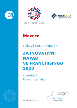 4_oceneni_Franchisa_roku_2021_cena_poroty_pro_MAXECO | Naše certifikáty